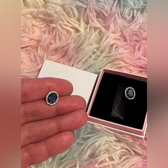 Pandora Sparkling Blue Halo Stud Earrings Sterling silver - Picture 5 of 5